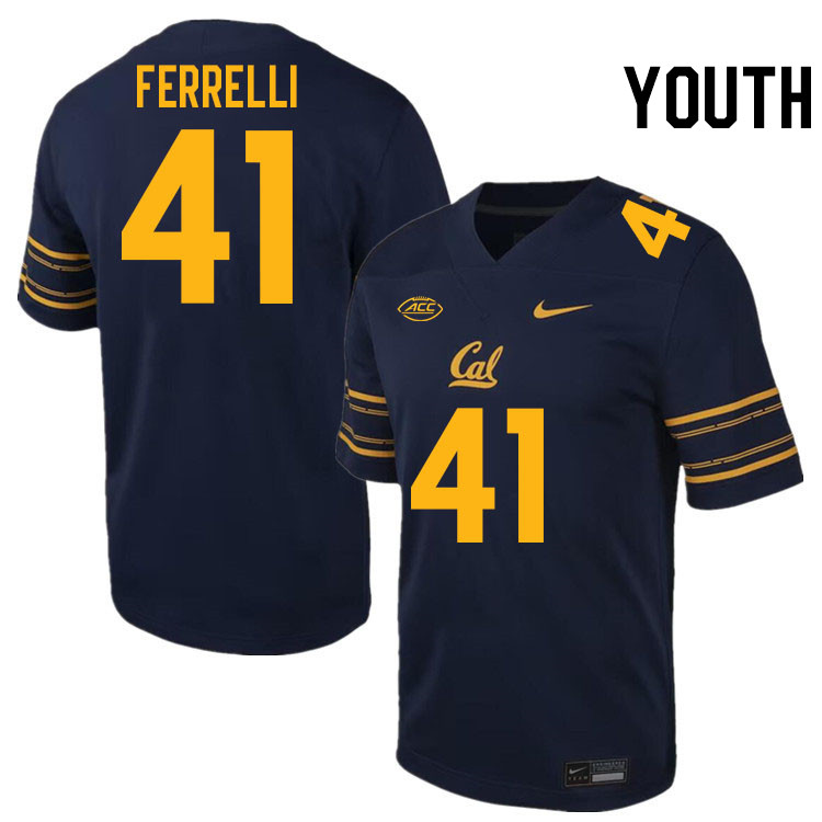 Youth #41 Luke Ferrelli California Golden Bears ACC Conference College Football Jerseys Stitched Sal